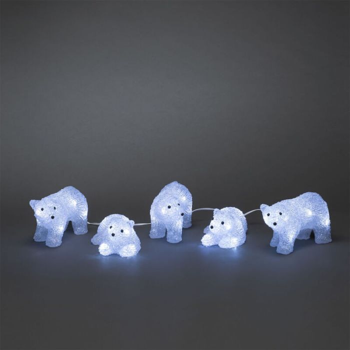LED polar bears, Christmas motifs - Set of 5, for indoor and outdoor use