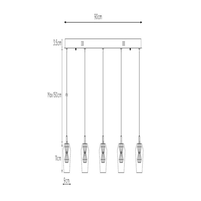 Transparent pendant light modern, Berliane, 4W, 2700K LED