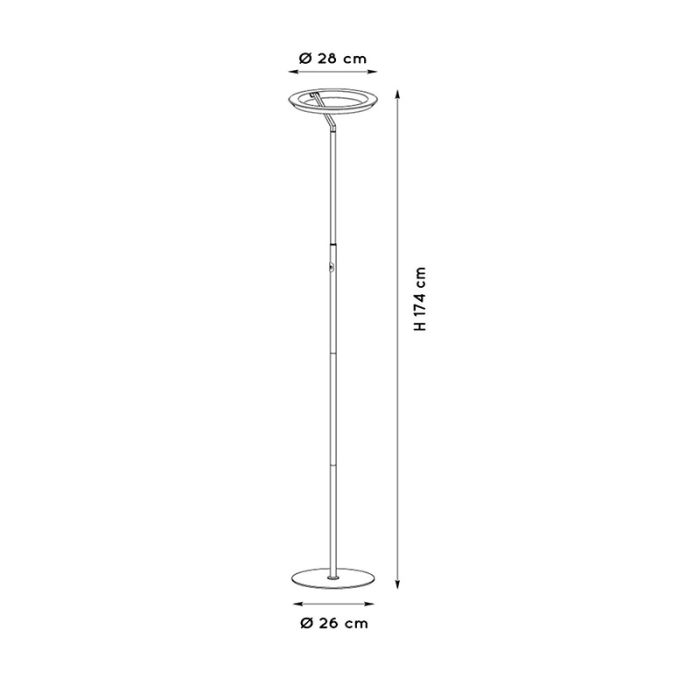 Brass floor lamp modern, Celeste, 21W, 2700K LED, with touch dimmer