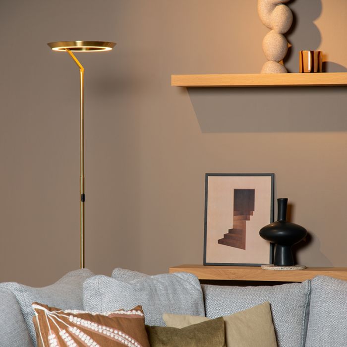 Brass floor lamp modern, Celeste, 21W, 2700K LED, with touch dimmer