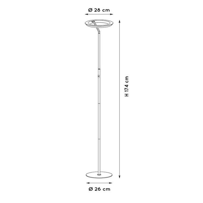 Black floor lamp modern, Celeste, 21W, 2700K LED, with touch dimmer