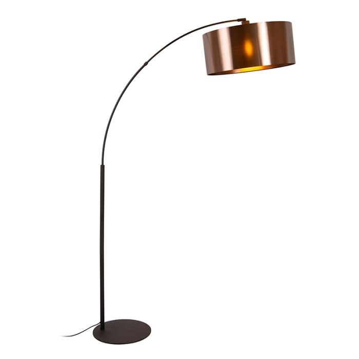 Rust Coloured arc floor lamp modern, Rankos, with switch