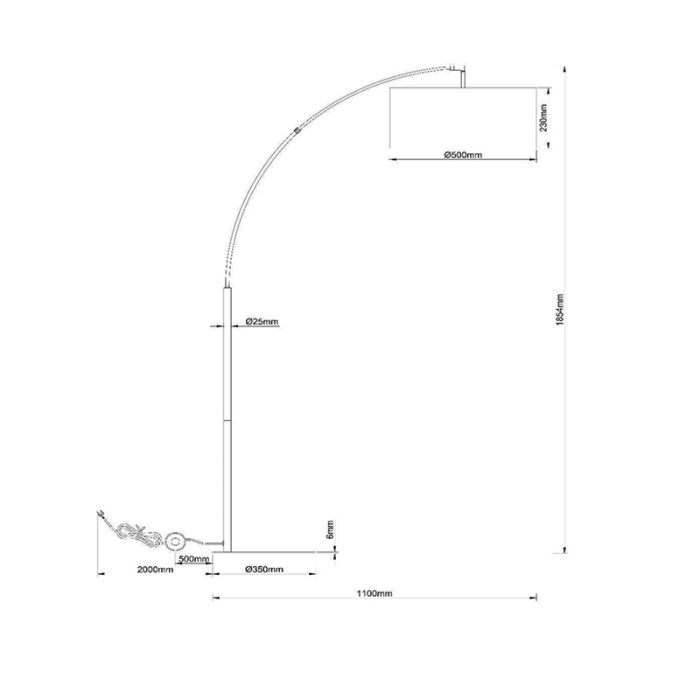 Rust Coloured arc floor lamp modern, Rankos, with switch