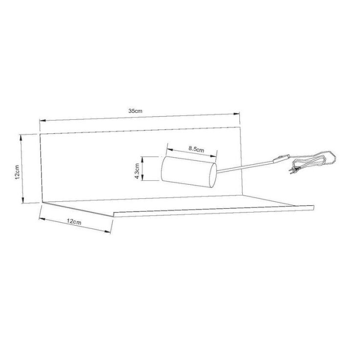 Black wall light modern, Sebo, with switch