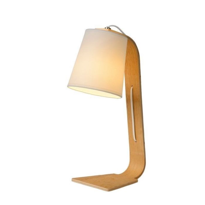 Wood table lamp white, Nordic, with switch