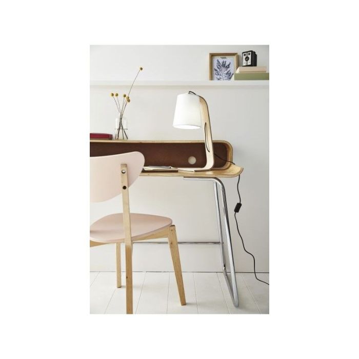 Wood table lamp white, Nordic, with switch