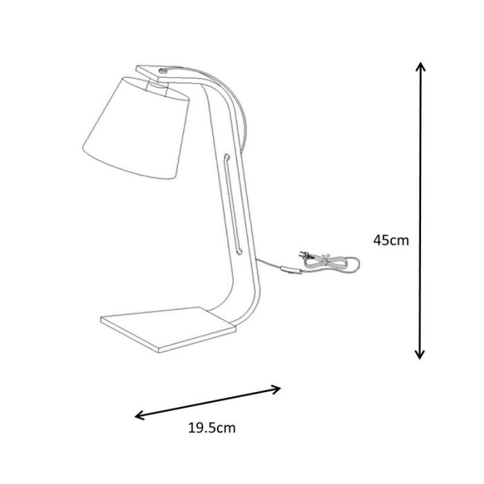 Wood table lamp white, Nordic, with switch