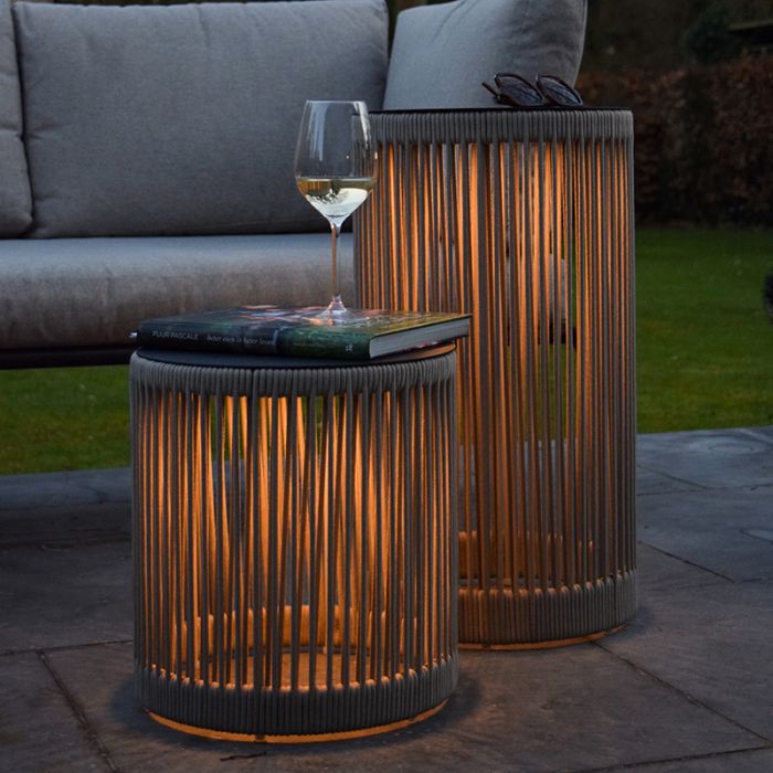 Taupe rechargeable floor lamp modern, Pingi, 3W, 3000K LED, IP44, 3-step dimmable