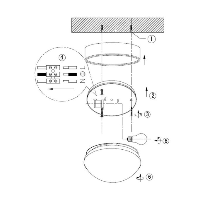 Black flush ceiling light modern, Lex