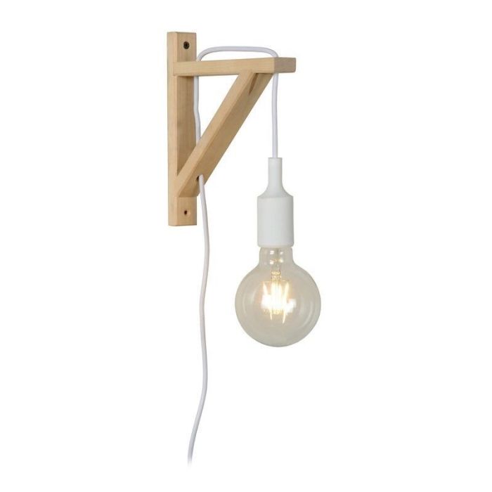 Wood wall light white, Fix, with switch