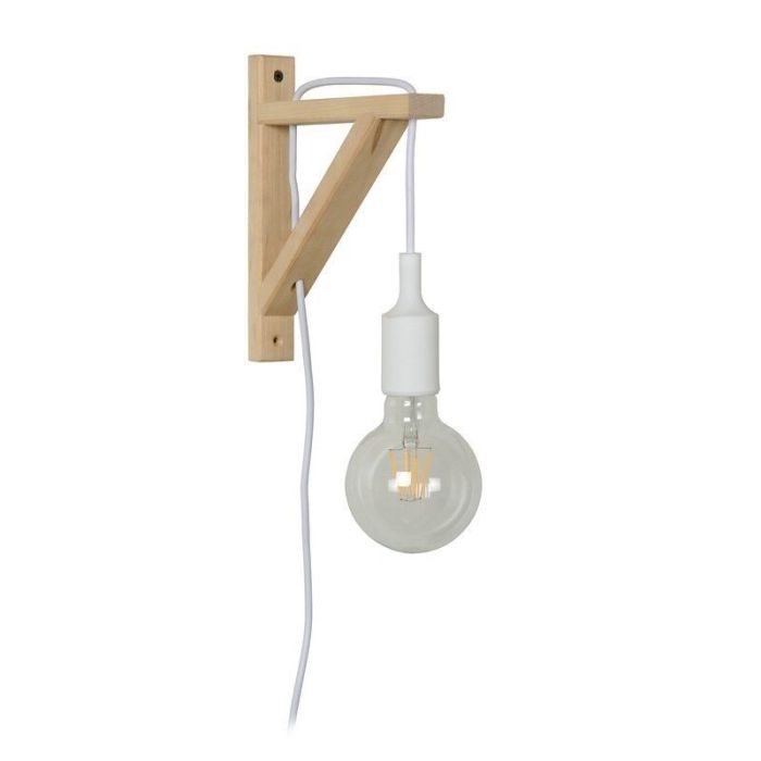 Wood wall light white, Fix, with switch