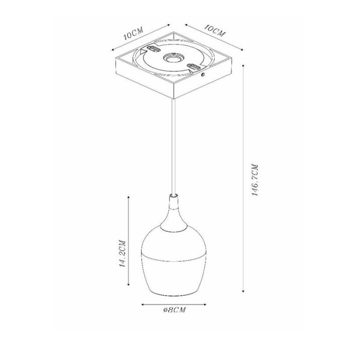 Black bathroom pendant light modern, Preston, IP44