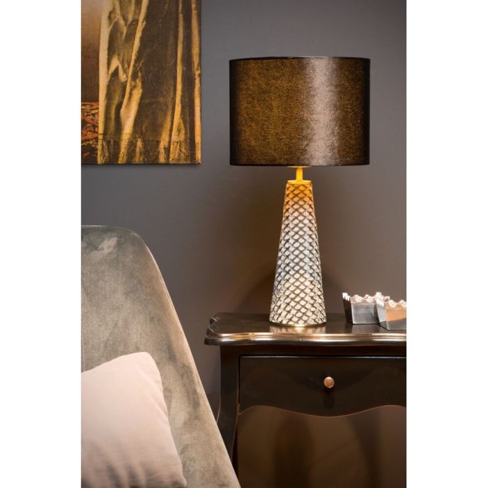 Grey table lamp retro, Extravaganza Velvet, with switch