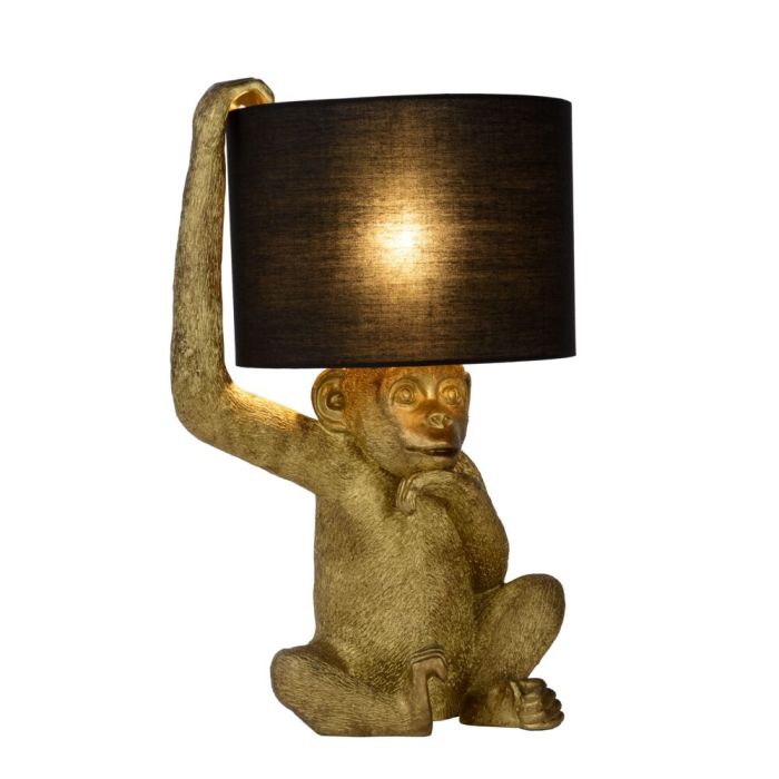 Golden table lamp retro, Extravaganza Chimp, with switch