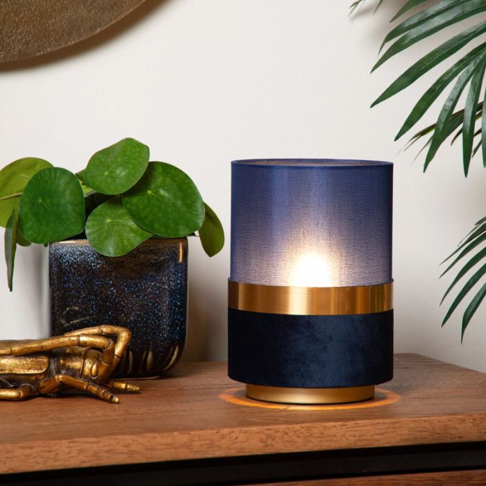 Blue table lamp retro, Tusse, with switch
