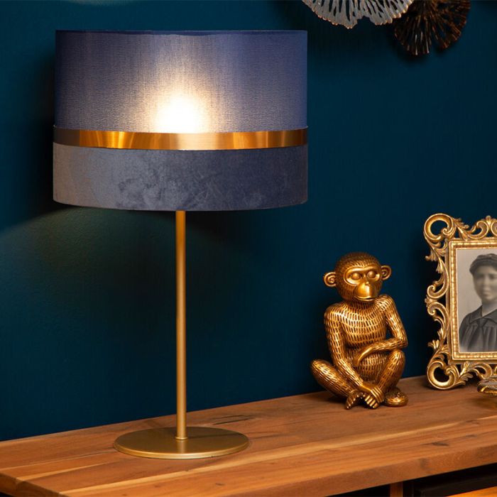 Blue table lamp retro, Extravaganza Tusse, with switch