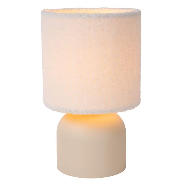 Beige table lamp vintage, Woolly, with switch