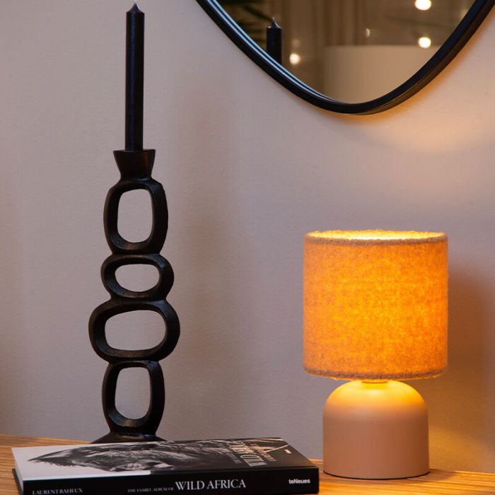 Yellow table lamp vintage, Woolly, with switch