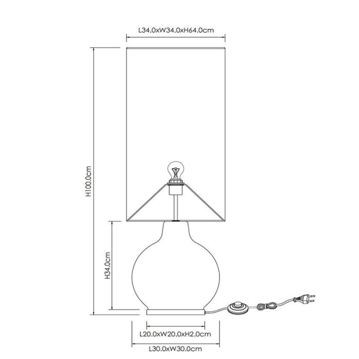 Green floor lamp retro, Esterad, with switch
