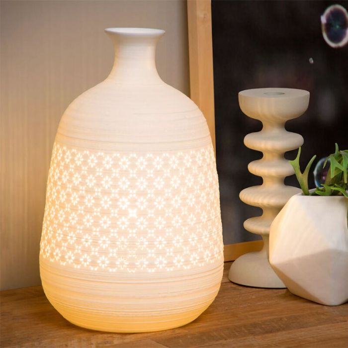 White table lamp retro, Tiesse, with switch