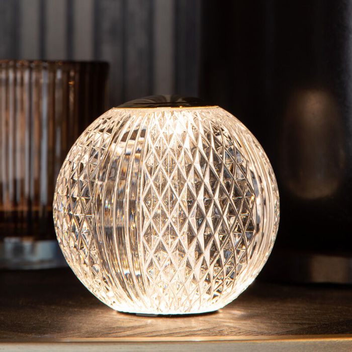 Transparent table lamp modern, Cintra, 2W, 3000K LED, 3-step dimmable