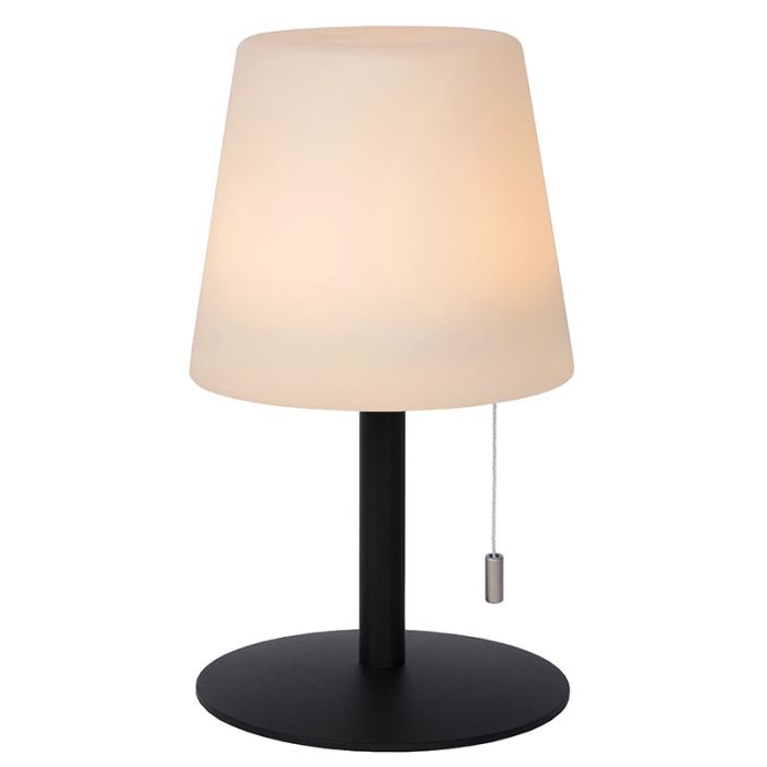 White rechargeable outdoor table lamp modern, Rio, 1,8W, RGB LED, IP44, with pull switch