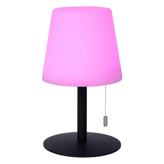 White rechargeable outdoor table lamp modern, Rio, 1,8W, RGB LED, IP44, with pull switch