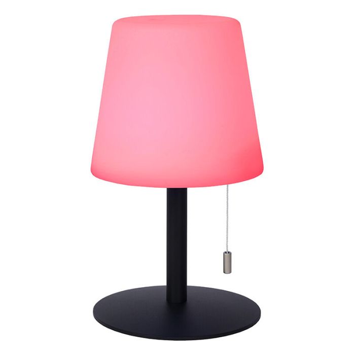 White rechargeable outdoor table lamp modern, Rio, 1,8W, RGB LED, IP44, with pull switch