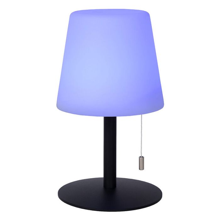 White rechargeable outdoor table lamp modern, Rio, 1,8W, RGB LED, IP44, with pull switch