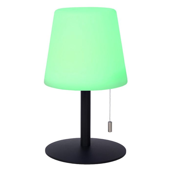 White rechargeable outdoor table lamp modern, Rio, 1,8W, RGB LED, IP44, with pull switch