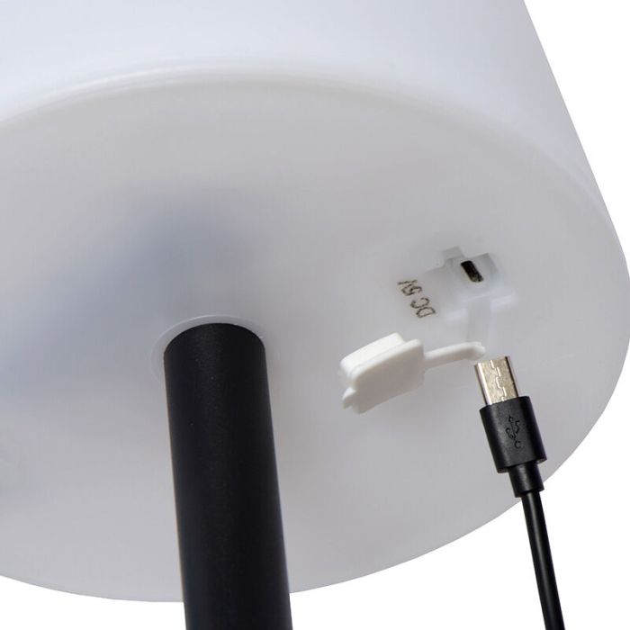 White rechargeable outdoor table lamp modern, Rio, 1,8W, RGB LED, IP44, with pull switch