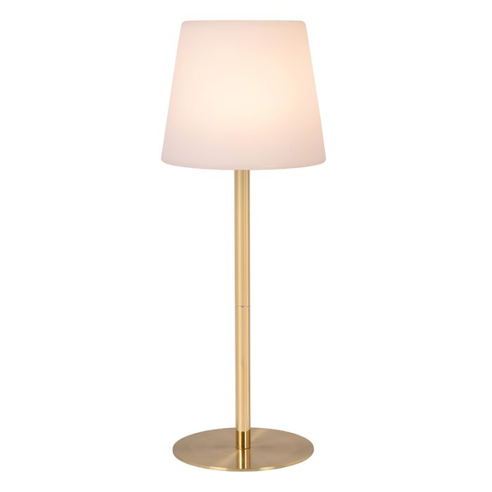 Golden rechargeable outdoor table lamp modern, Tyon, 2W, 2700K LED, IP65, with touch dimmer