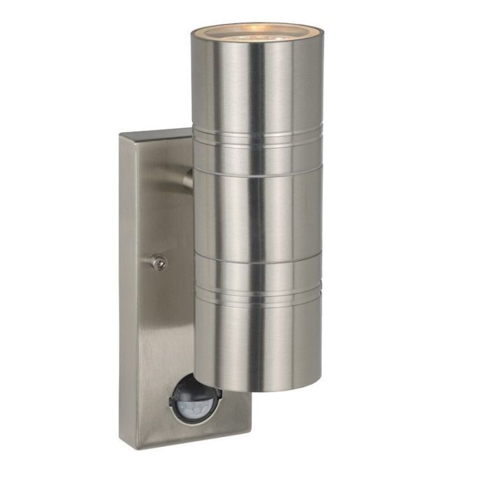 Chrome outdoor wall light with motion sensor modern, Arne, IP44