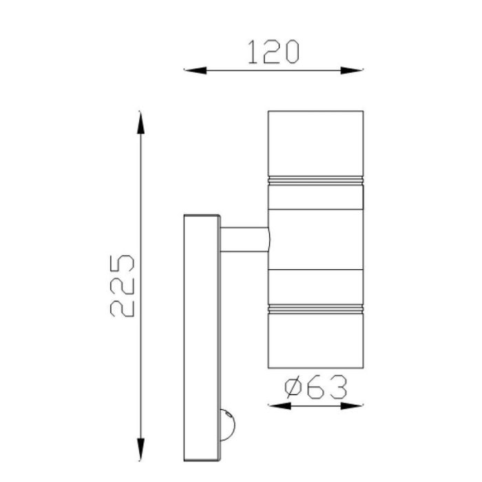 Chrome outdoor wall light with motion sensor modern, Arne, IP44