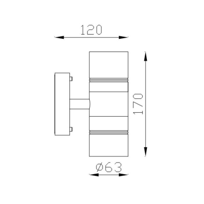 Chrome up down wall light modern, Arne, IP44