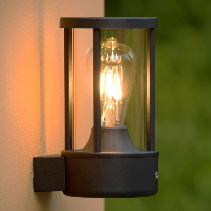 Anthracite outdoor ceiling light with dusk to dawn sensor modern, Lori, IP44