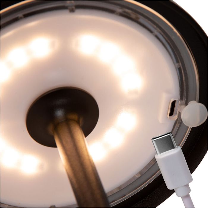 Black outdoor table lamp retro, Joy, 1,5W, 3000K LED, IP54, with touch dimmer