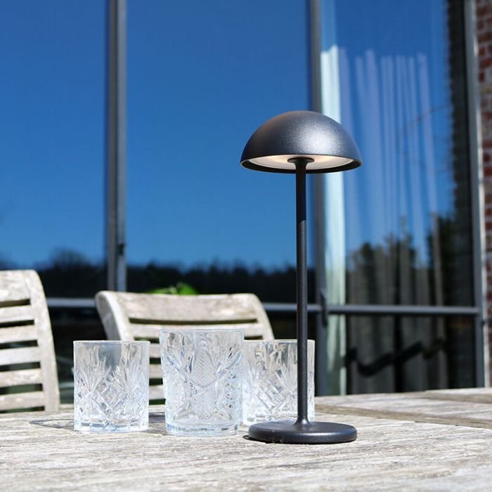 Black outdoor table lamp retro, Joy, 1,5W, 3000K LED, IP54, with touch dimmer
