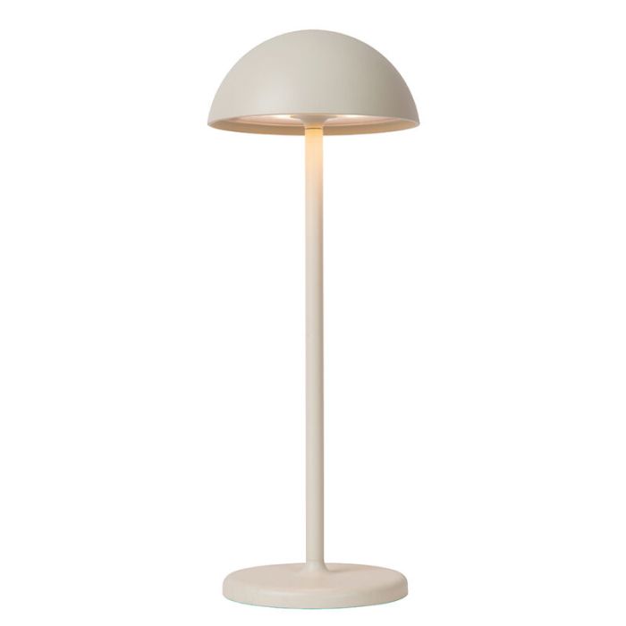 White outdoor table lamp retro, Joy, 1,5W, 3000K LED, IP54, with touch dimmer
