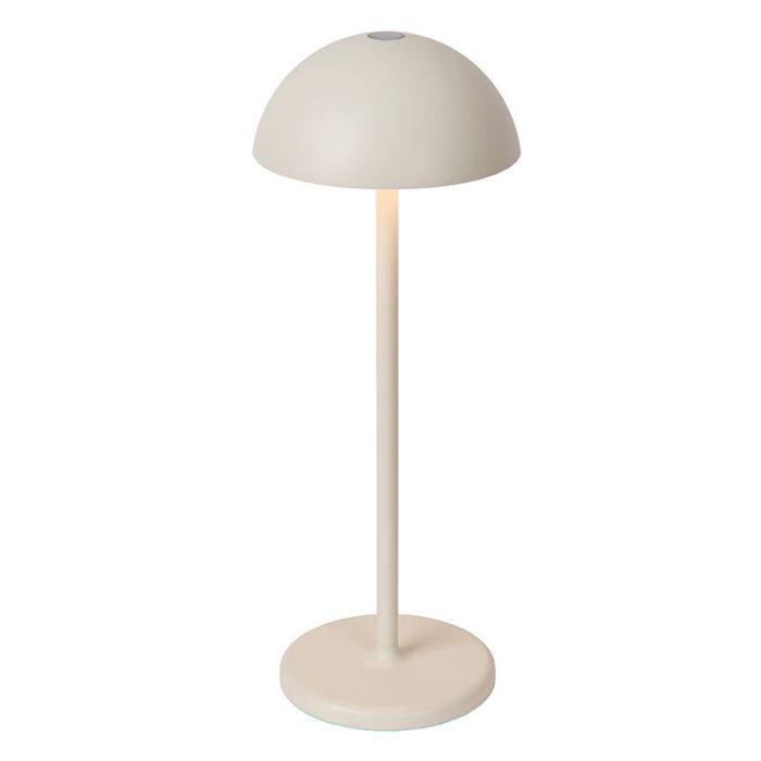 White outdoor table lamp retro, Joy, 1,5W, 3000K LED, IP54, with touch dimmer