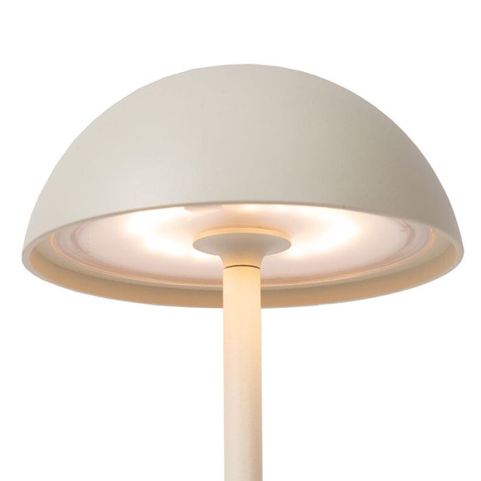 White outdoor table lamp retro, Joy, 1,5W, 3000K LED, IP54, with touch dimmer