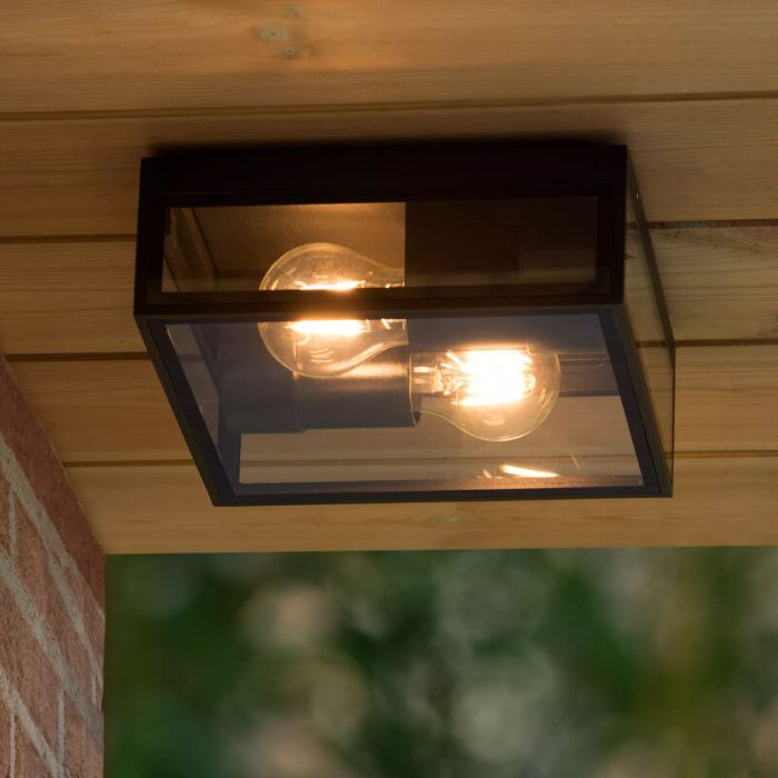 Black flush ceiling light modern, Dukan, IP65
