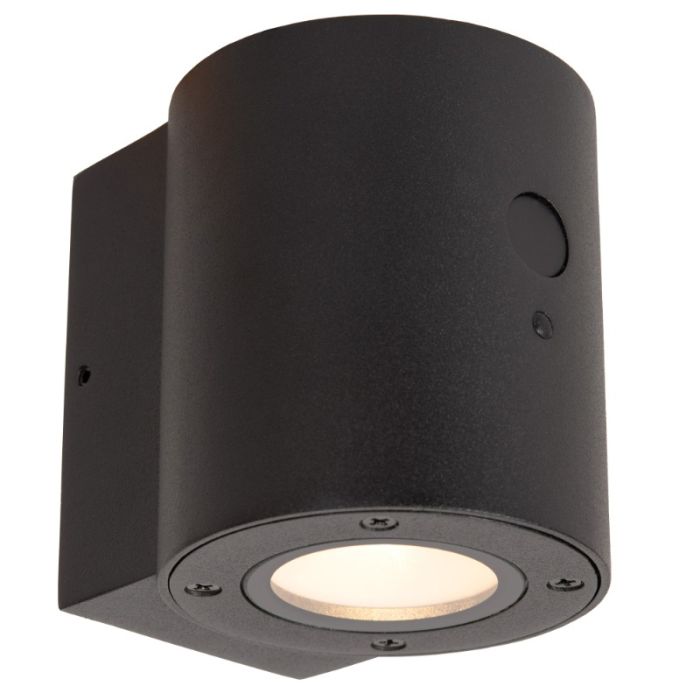Black solar outdoor wall light modern, Perth, 1W, 2850K LED, IP65
