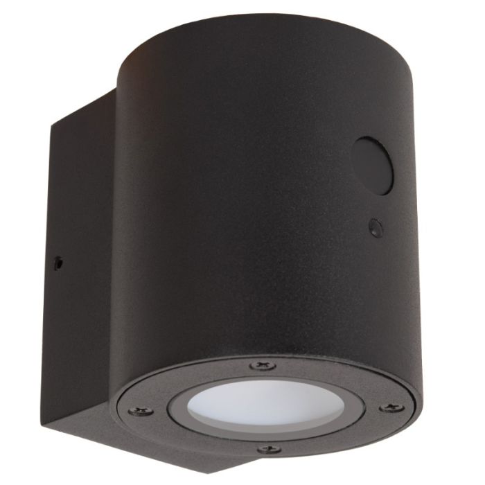 Black solar outdoor wall light modern, Perth, 1W, 2850K LED, IP65