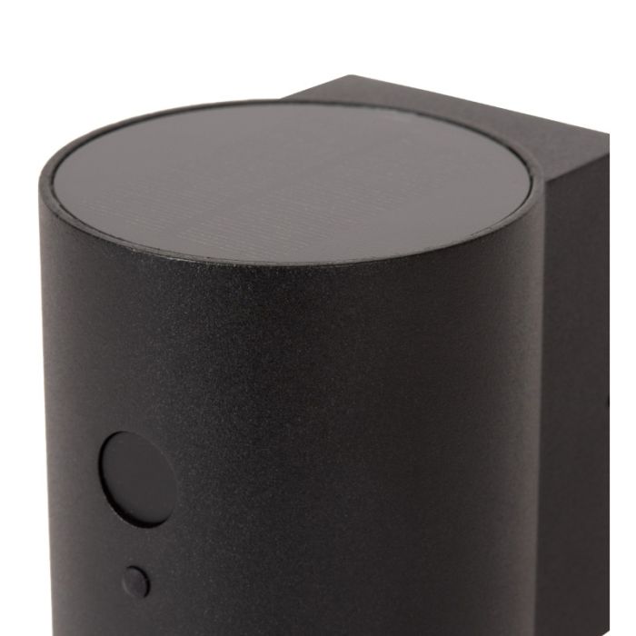 Black solar outdoor wall light modern, Perth, 1W, 2850K LED, IP65