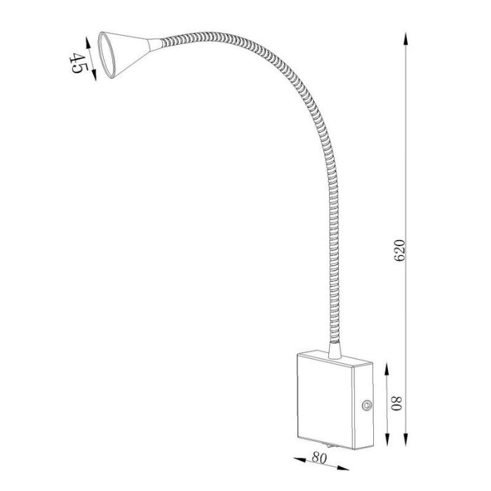 Black wall light modern, Buddy, 3W, 4000K LED, with switch
