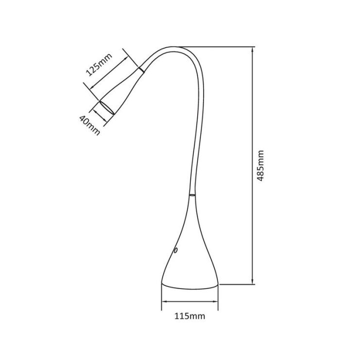 Black desk lamp modern, Zozy, 3W, 3000K LED, with touch dimmer
