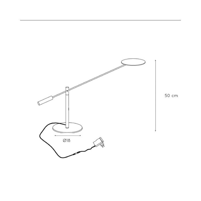Chrome desk lamp modern, Anselmo, 9W, 3000K LED, with touch dimmer