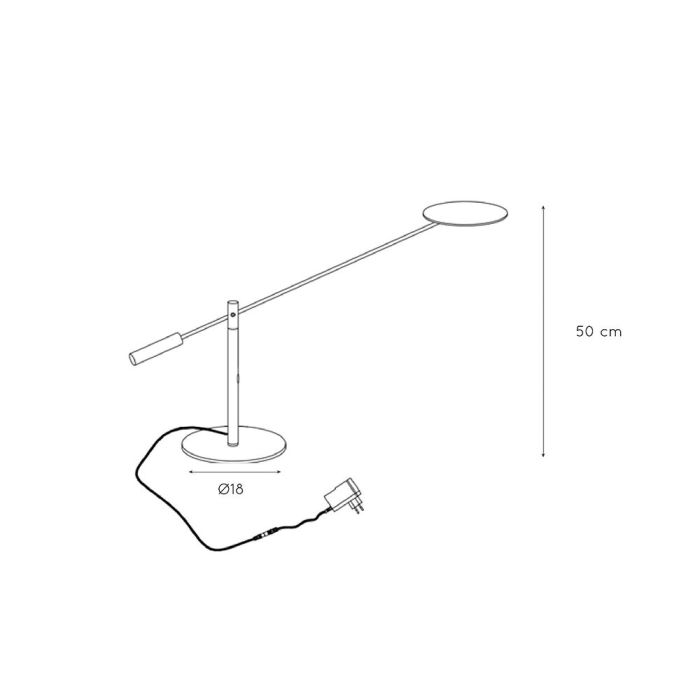 Black desk lamp modern, Anselmo, 9W, 3000K LED, with touch dimmer