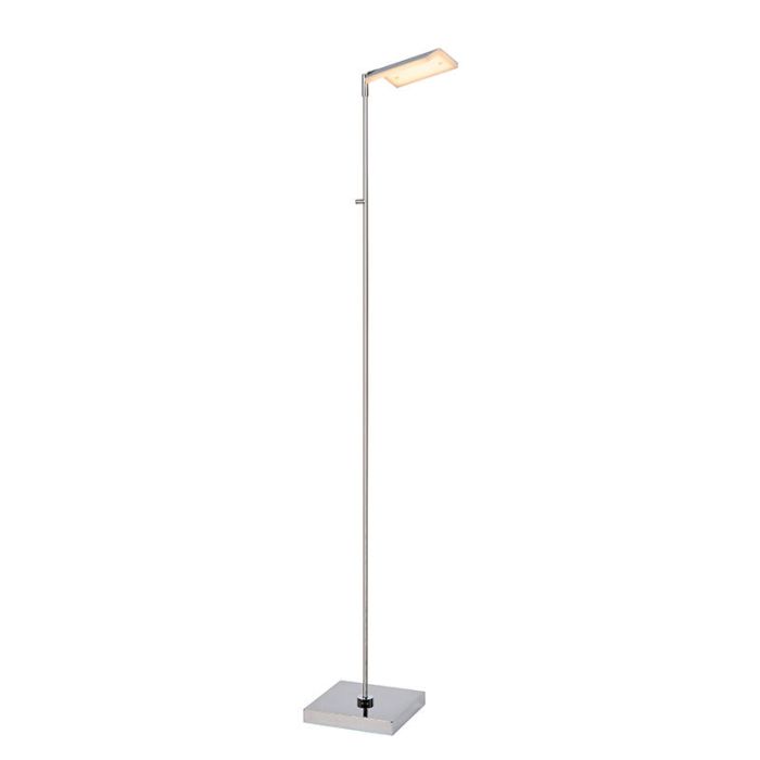 Chrome reading floor lamp modern, Aaron, 12W, 2700K LED, with touch dimmer